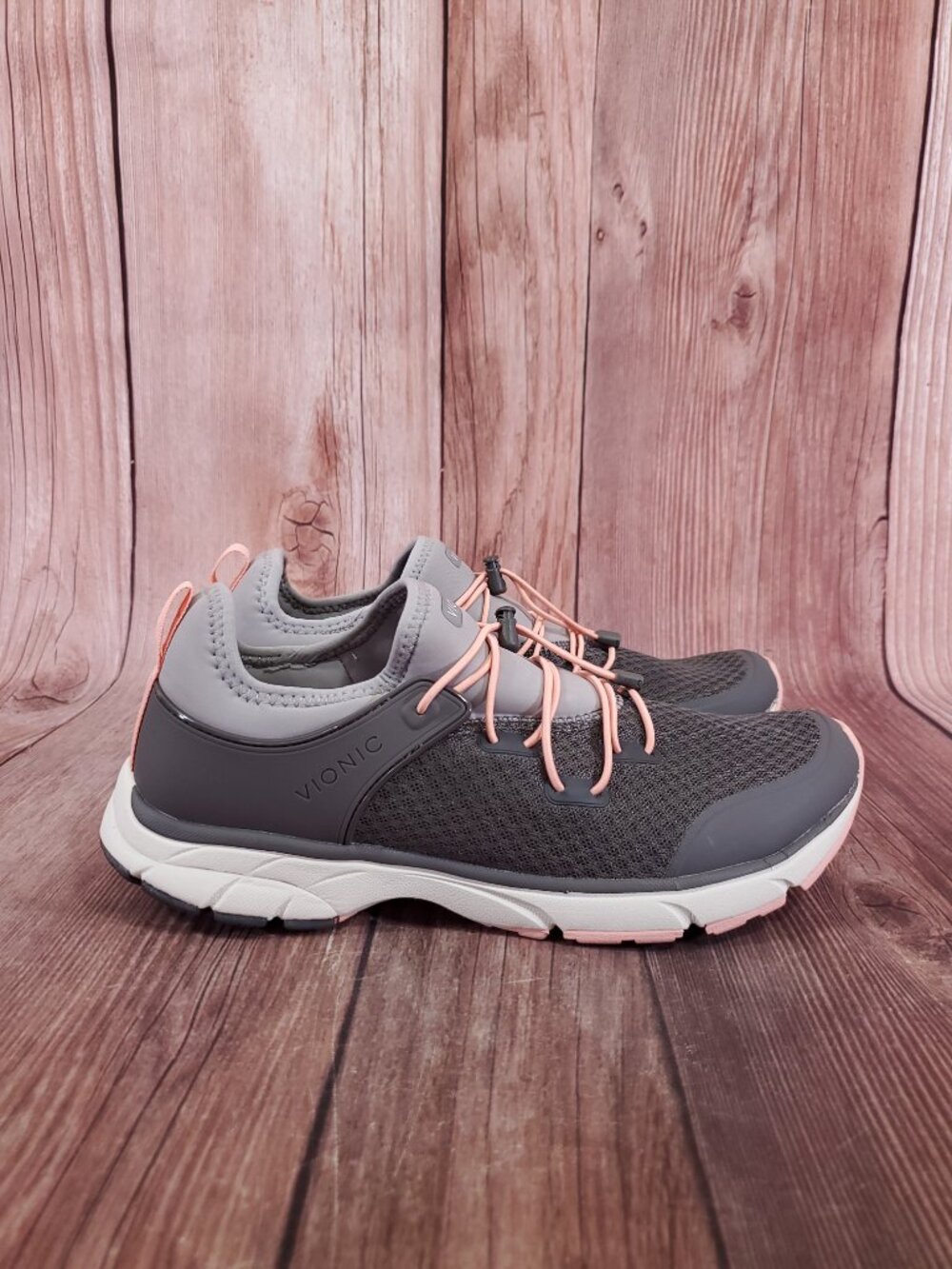 Vionic London Womens Size 9 1st Ray Technology Orthotic Shoes Sneakers Grey Pink - Picture 3 of 14